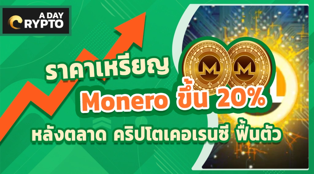 ราคาเหรียญ Monero ขึ้น 20% หลังตลาด คริปโตเคอเรนซี ฟื้นตัว