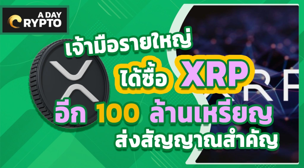 เจ้ามือรายใหญ่ได้ซื้อ XRP อีก 100 ล้านเหรียญ ส่งสัญญาณสำคัญ